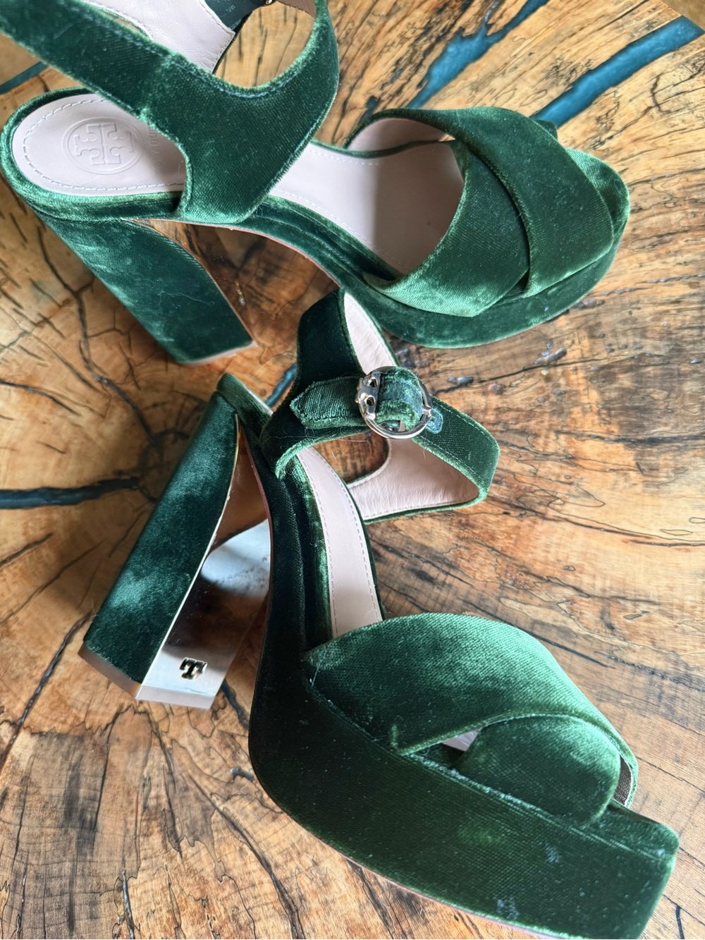 Tory Burch Loretta Velvet Platform Sandals